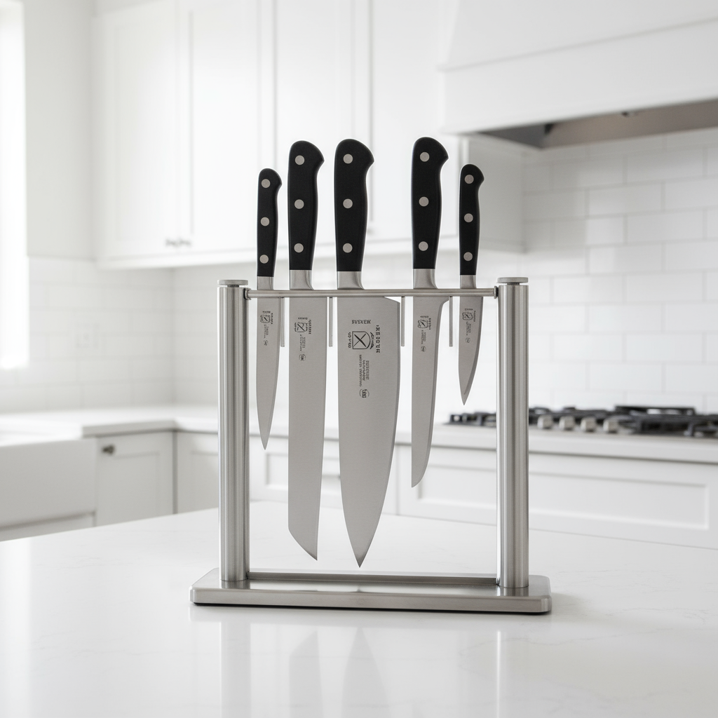 Mercer Renaissance® Stainless and Tempered Glass 6 Piece Knife Block Set M23500