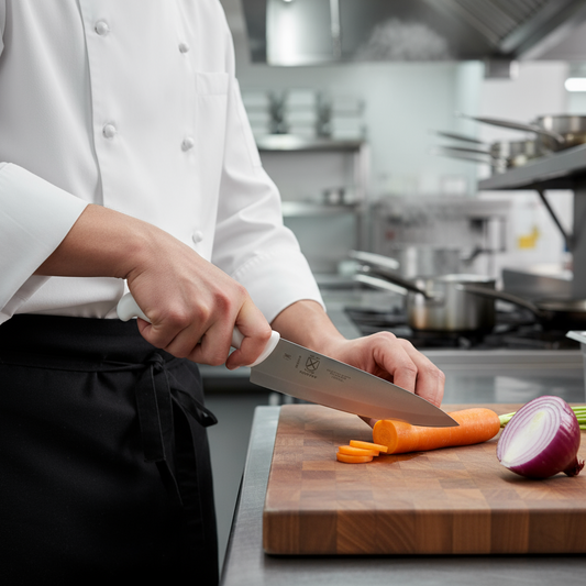 superior-equipment-supply - Mercer Tool - Mercer Culinary Stamped Stain-Resistant Steel 8" White Chef's Knife