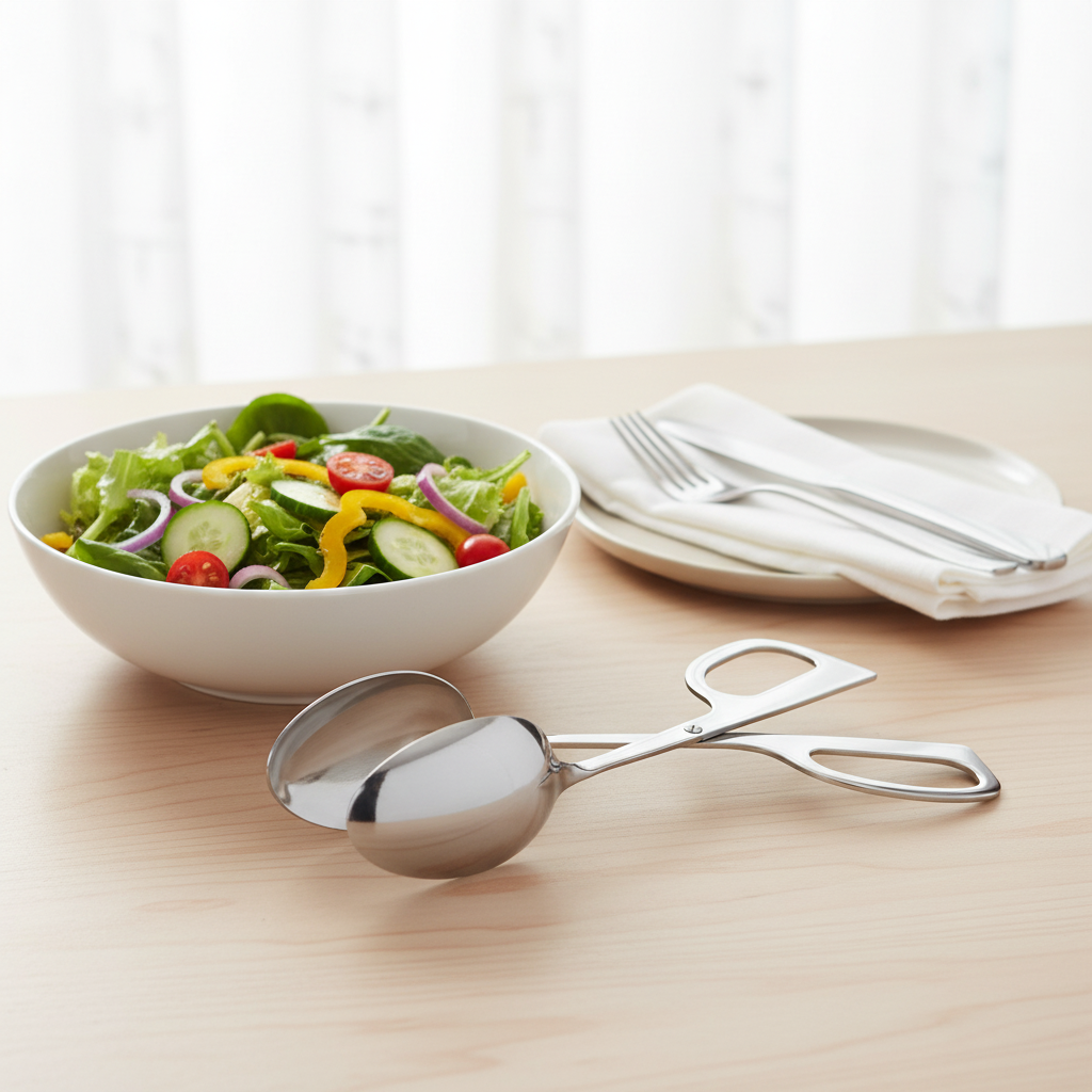 Winco Salad Tongs Double Spoon Stainless Steel Mirror Finish 10" ST-2