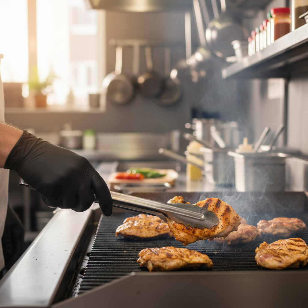 Winco Utility Tong Stainless Steel Scalloped Edge 7" UT-7