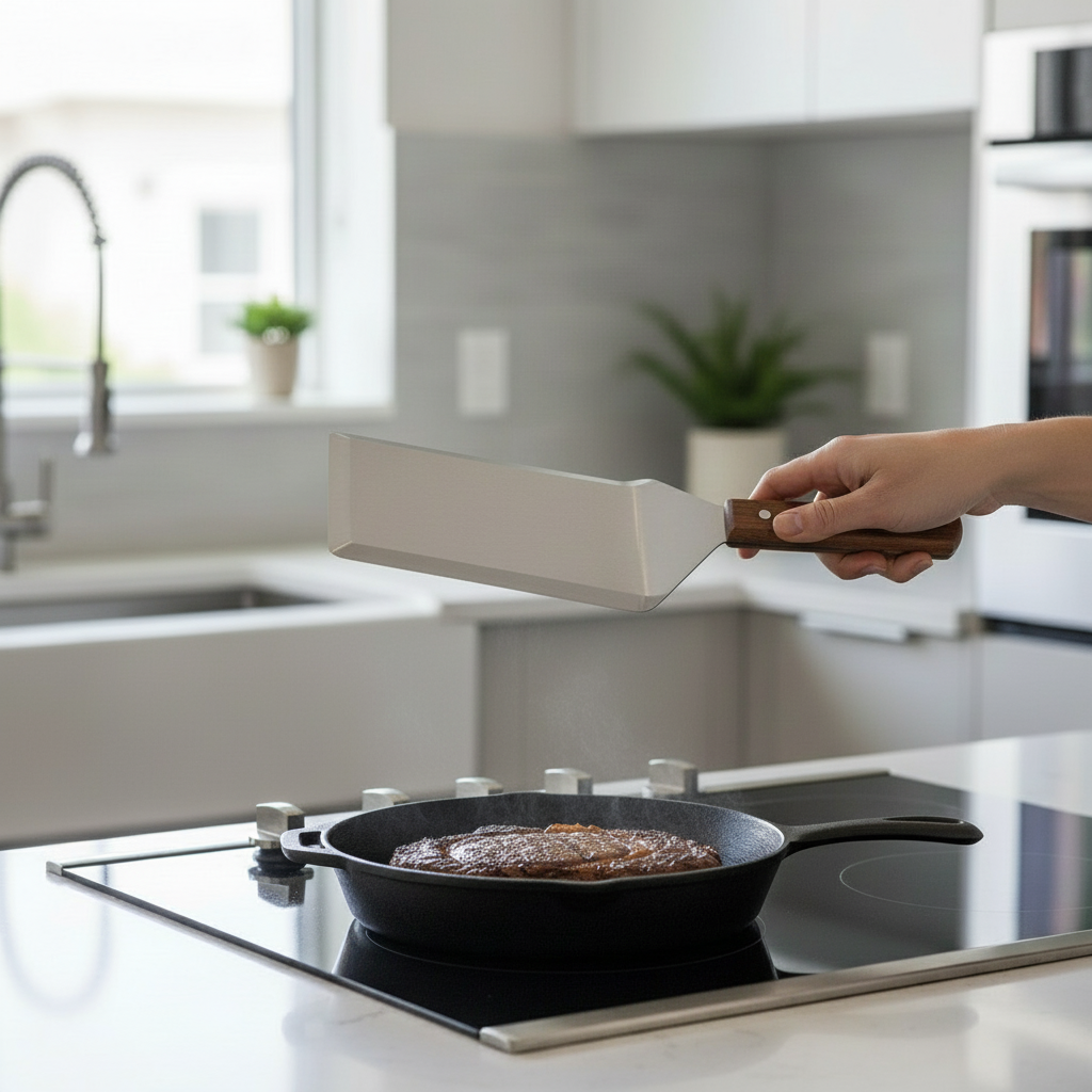 Winco Offset Turner Stainless Steel Wood Handle 5" x 6" Blade TN56