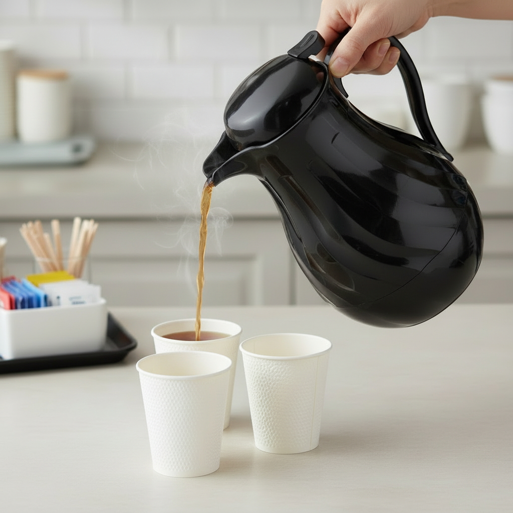 Winco Beverage Server with Push Button Black Plastic 64 oz. VSW-64K