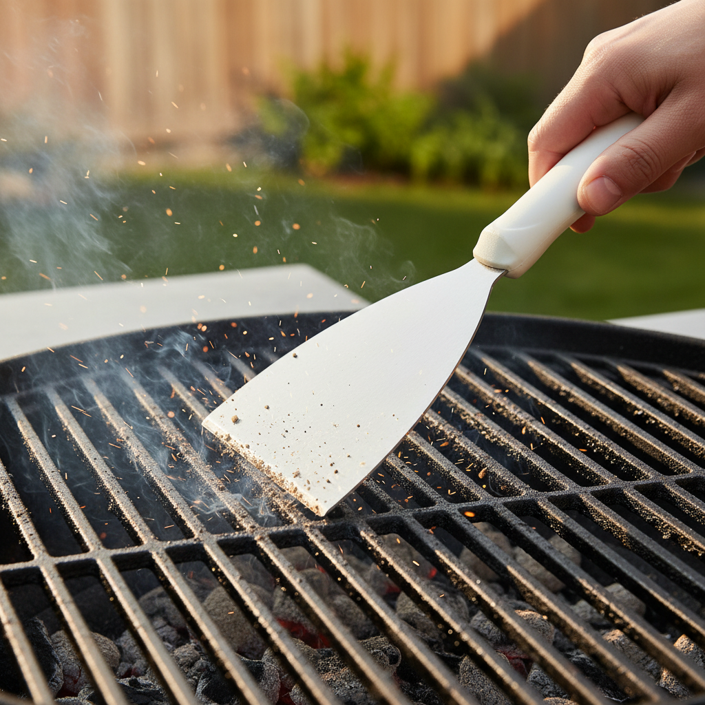 Winco Scraper Stainless Steel with White Handle 4..8" x 4" Blade TWP-40