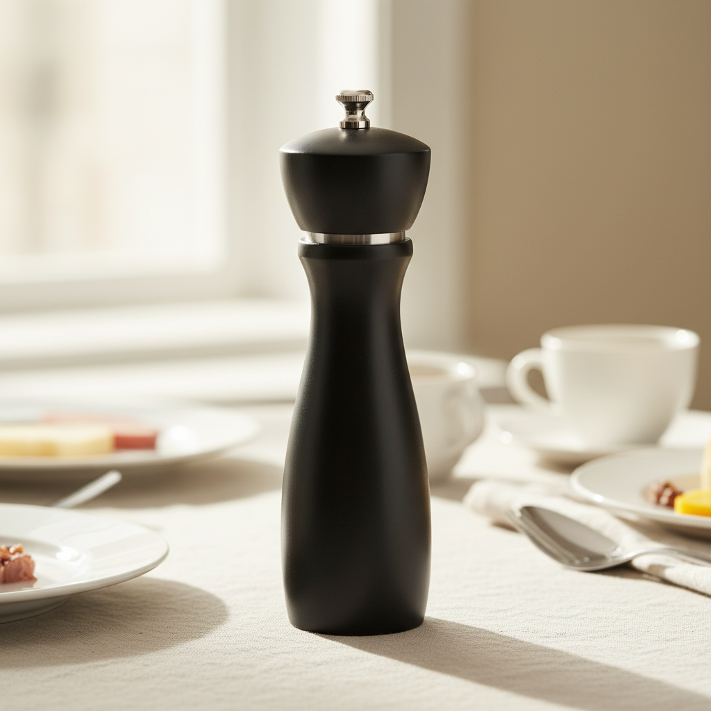 Maestro Modern Peppermill Beechwood Carbon Stainless Steel 8"H