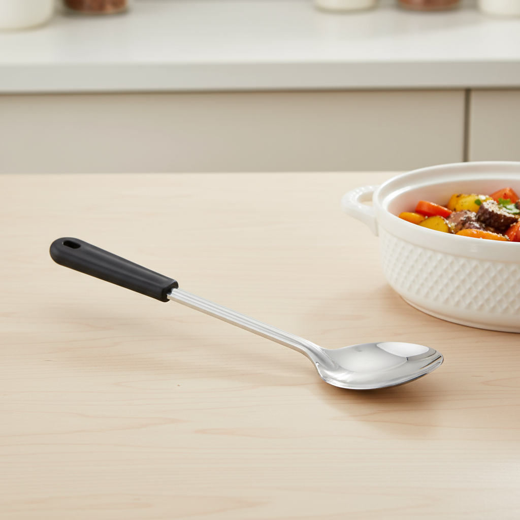 superior-equipment-supply - Winco - Basting Spoon 15" Stainless Steel Solid With Bakelite Handle