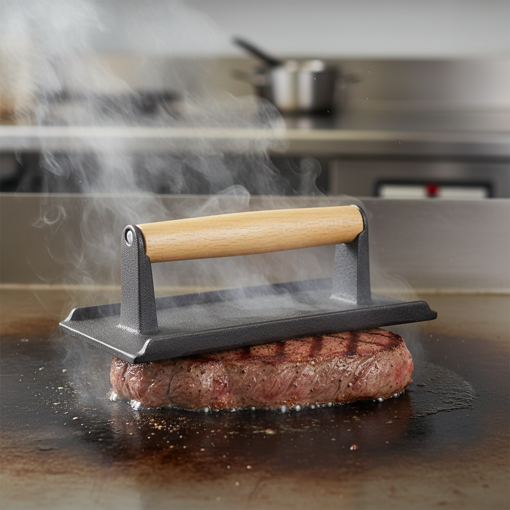 Winco Steak Weight 2 lbs. Cast Iron 4.25" x 8.25" SWA-2