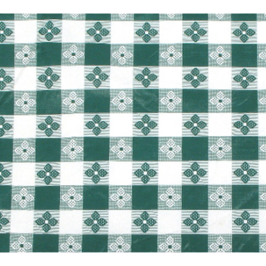 Table Cloth Green Checkerboard PVC with Cotton Lining 52"L x 52"W