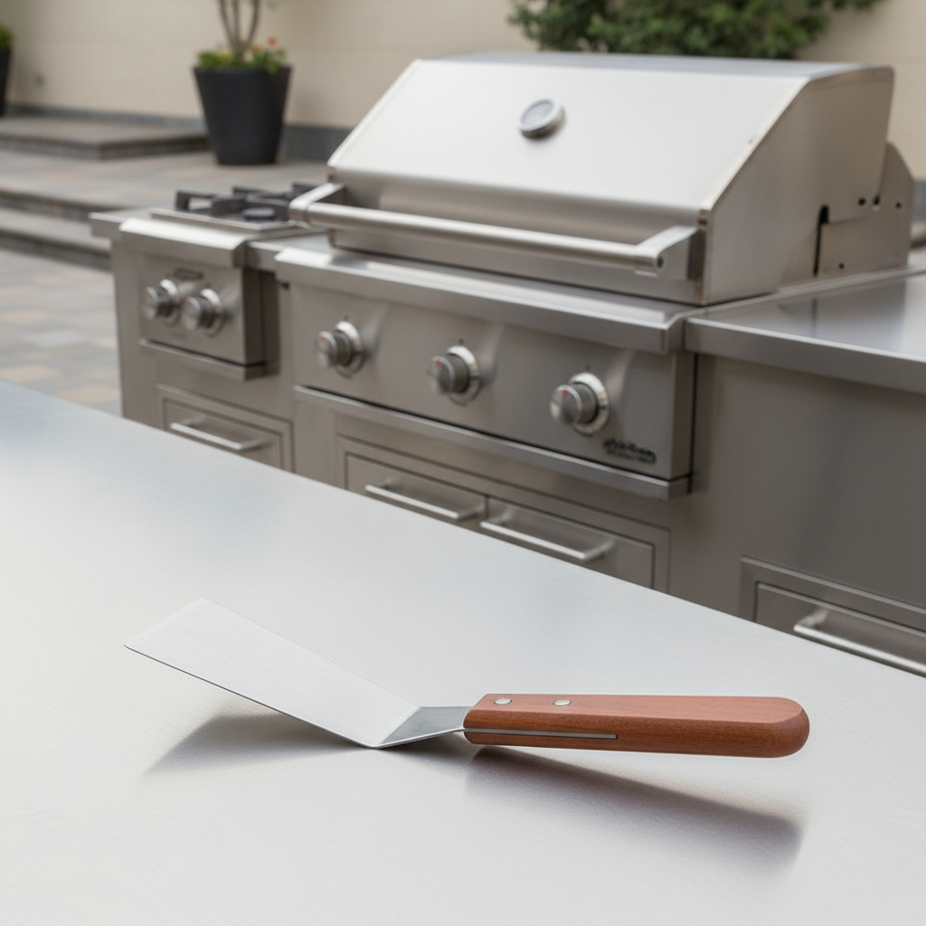 Winco Wood Handle Grill Spatula 4.25" x 2.18" TN165