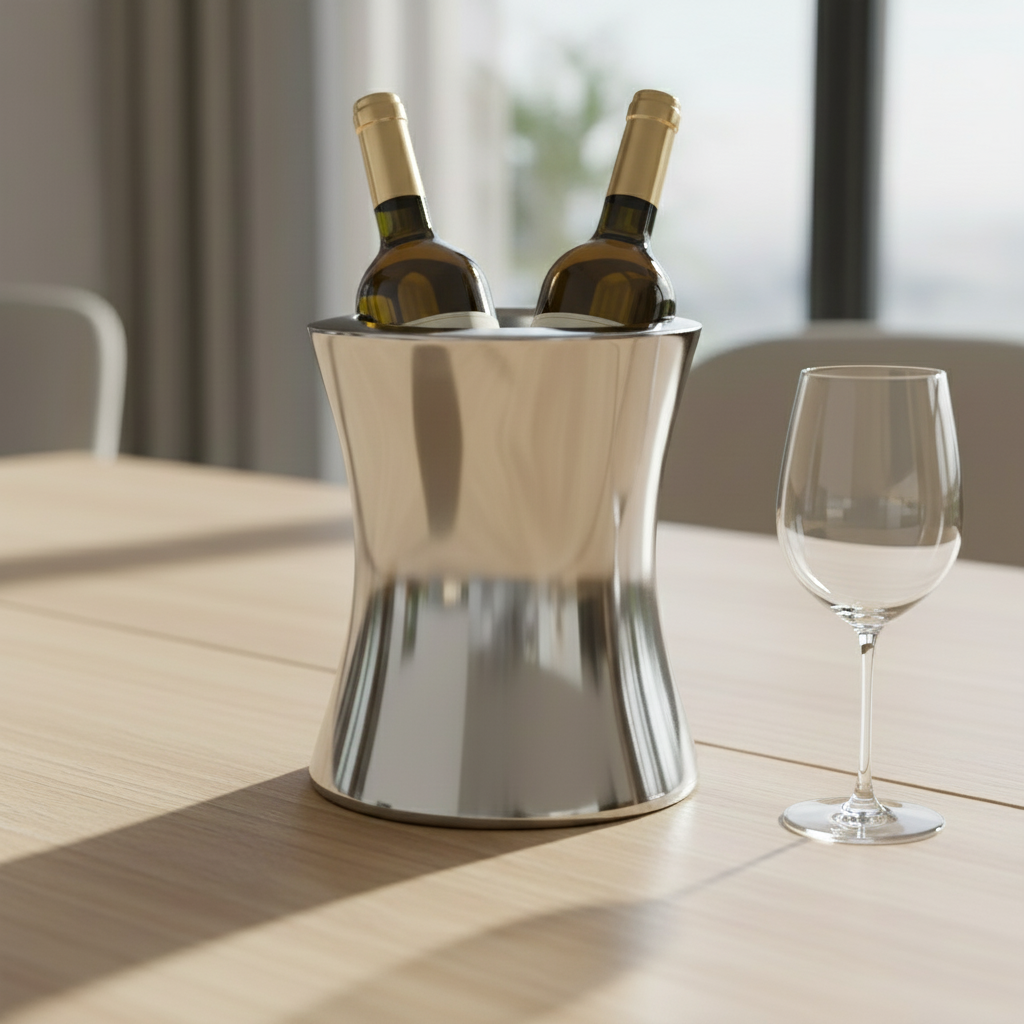 Winco Hourglass Wine Cooler Double Wall 60 oz. S/S WC-60