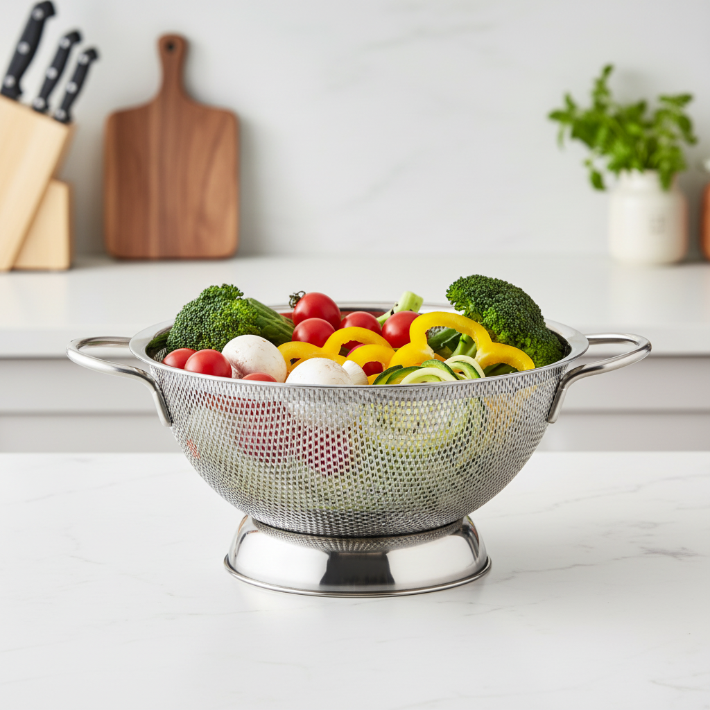 Harold Imports Perforated Colander 7.5" 1 Qt. Silver Stainless Steel 30000