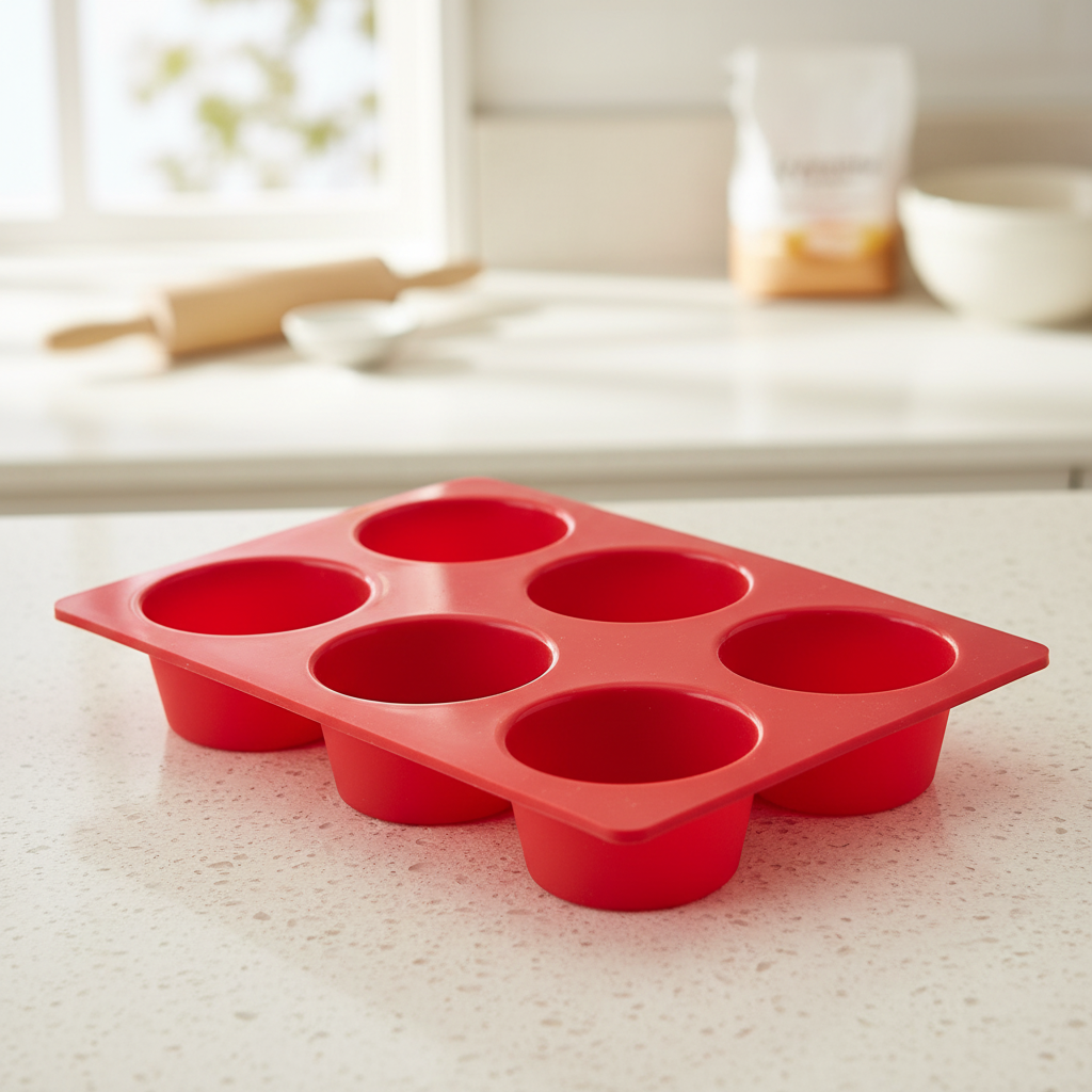 superior-equipment-supply - Harold Imports - HIC Mrs. Anderson's Silicone Six Cup Muffin Pan 11" X 7-1/2" X 2" Red