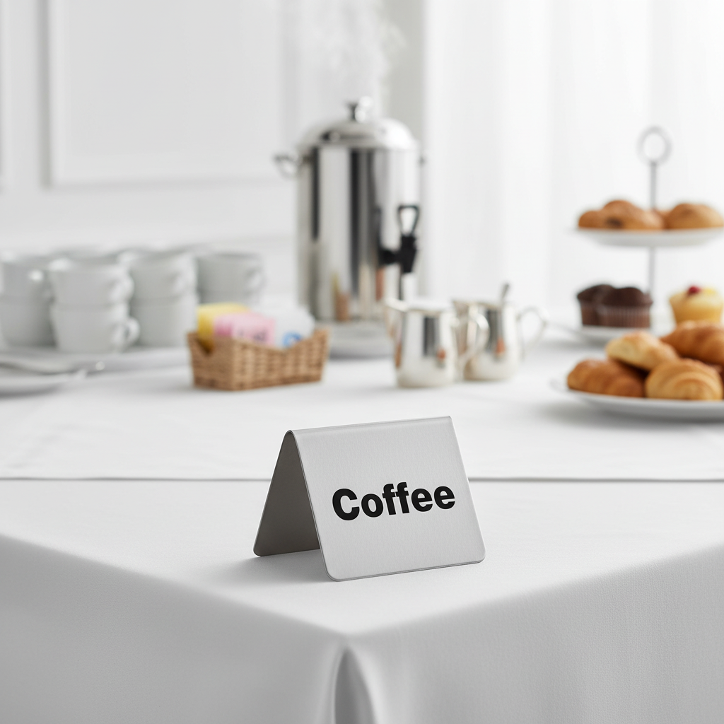 TableCraft Stainless Steel "Coffee" Tent Sign 2.5" x 2" B1