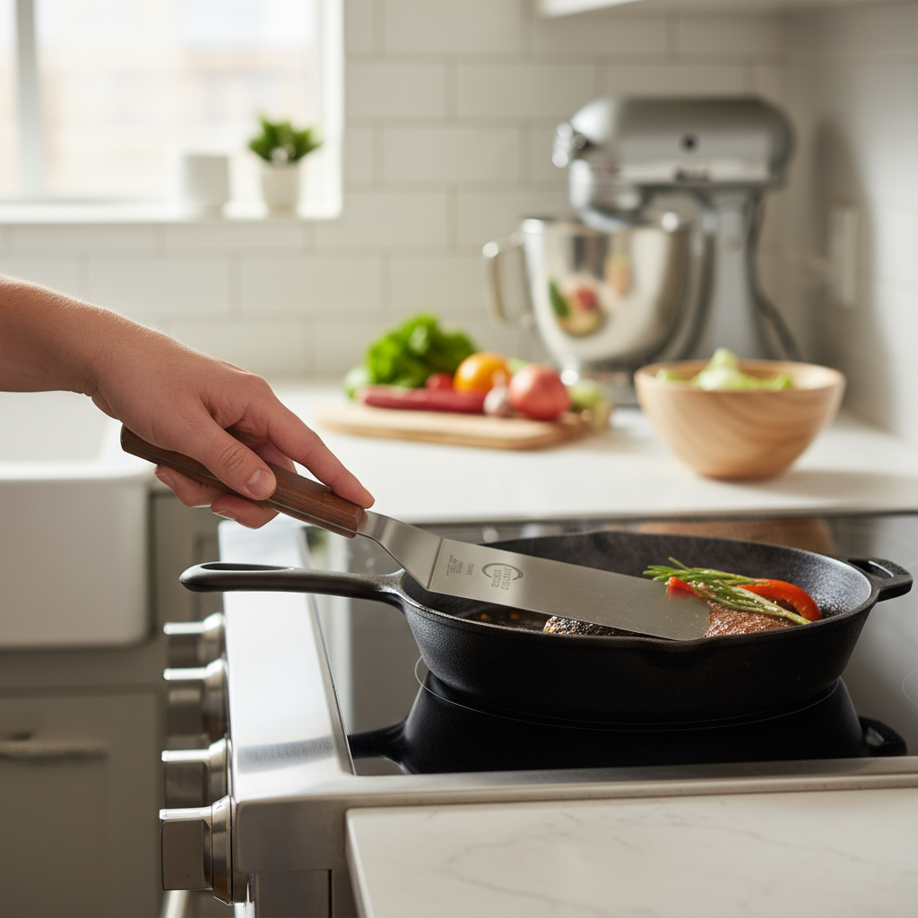 superior-equipment-supply - Mercer Tool - Mercer Culinary Japanese Stainless Steel 8" x 3" Blade Praxis Turner With Rosewood Handle