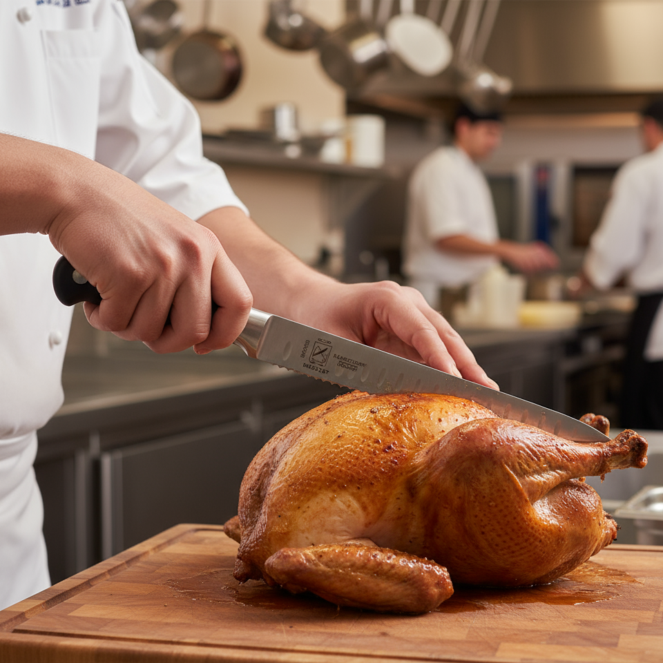 Mercer Genesis® German Steel Granton Edge Carving Knife 10" M21030
