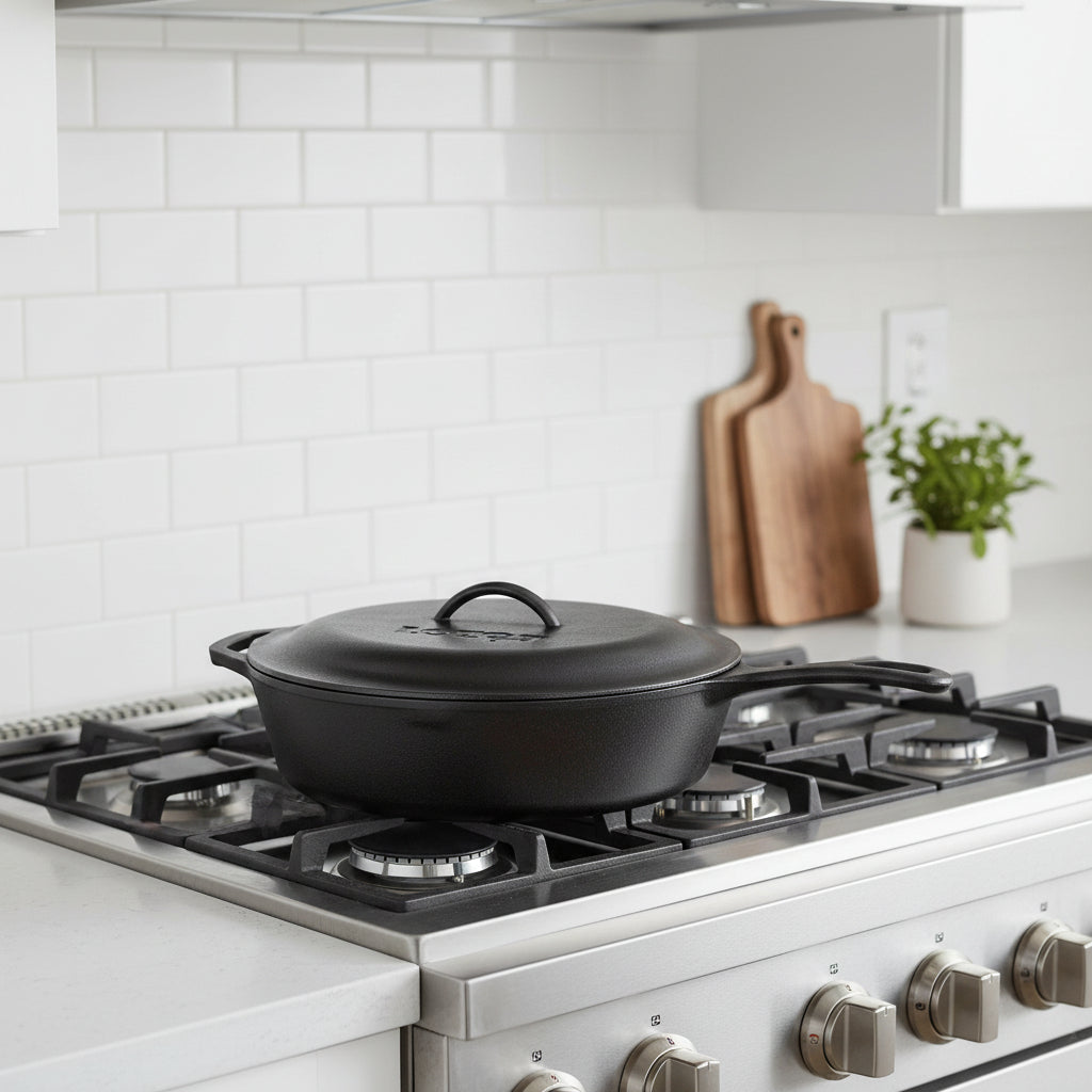 Lodge Cast Iron Covered Deep Skillet 5 Qt. L10CF3