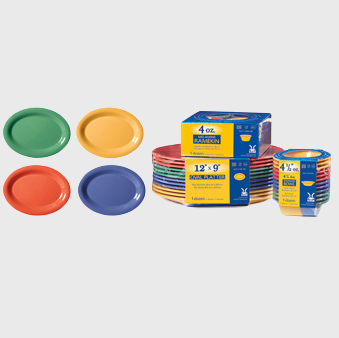 GET Enterprise Diamond Mardi Gras™ Oval Platter 12" x 9" Melamine Pack of 4 Colors SP-OP-120-MIX