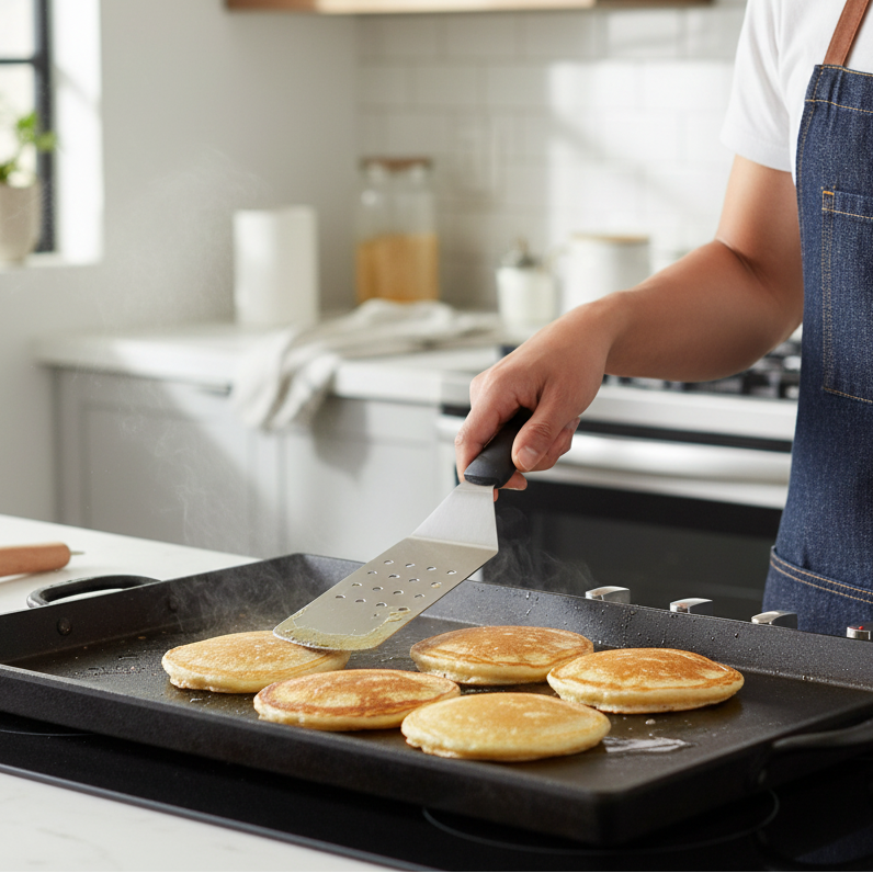 Winco Perforated Turner 8"x 2.8" Black Handle TKP-91