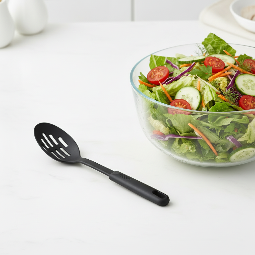 Spoon Slotted Black BPA Free Nylon 12" Length NC-SL2