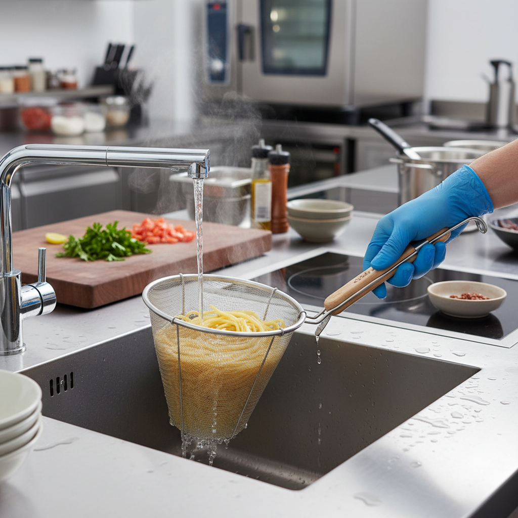 Winco Strainer Single Mesh Wooden Handle 5.75" Bowl Diameter 13" O.A.L MSH-5