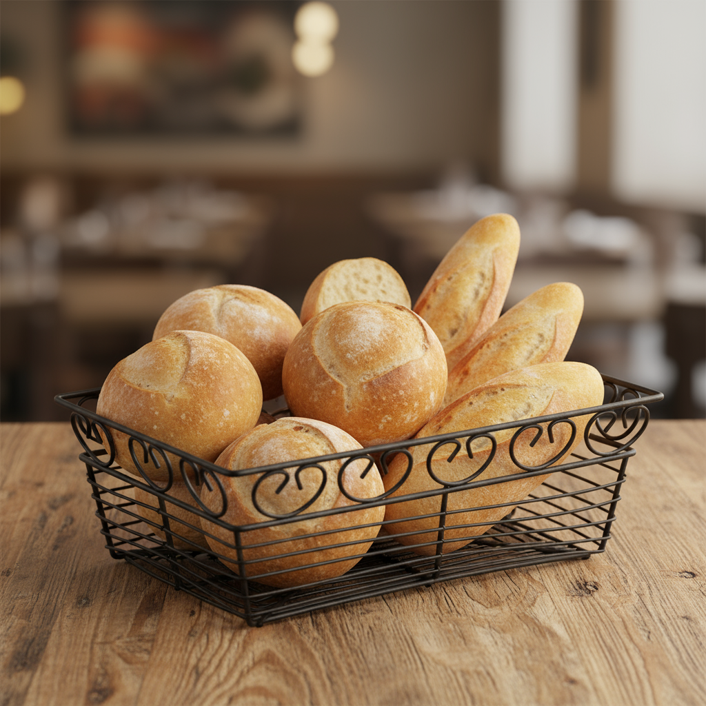 Winco Bread/Fruit Basket Rectangular Black Wire Construction 9" x 5.7" x 3"H WBKG-9