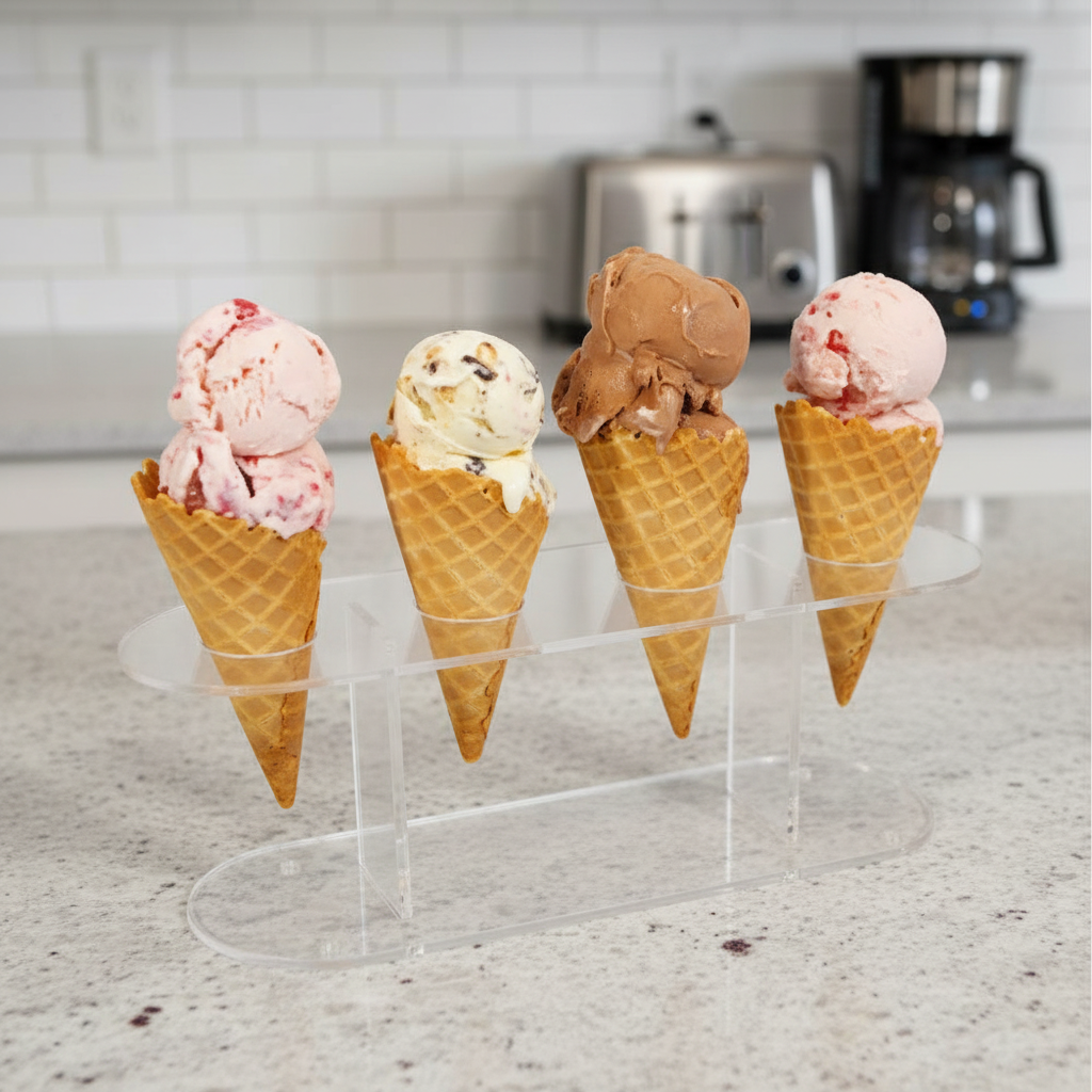 Winco Waffle Cone Stand Acrylic 4 Holes ACN-4