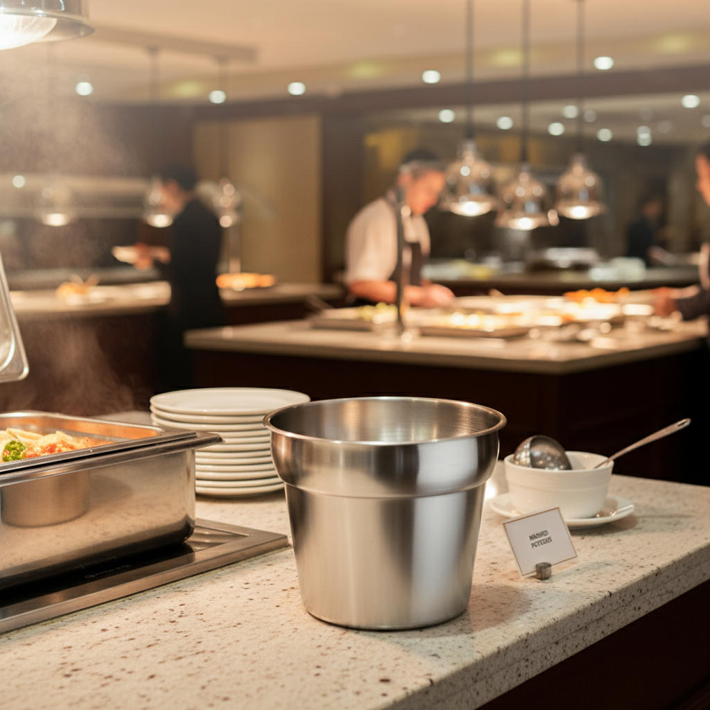 Winco Vegetable Inset Stainless Steel HW 7 Qt. INS-7.0M