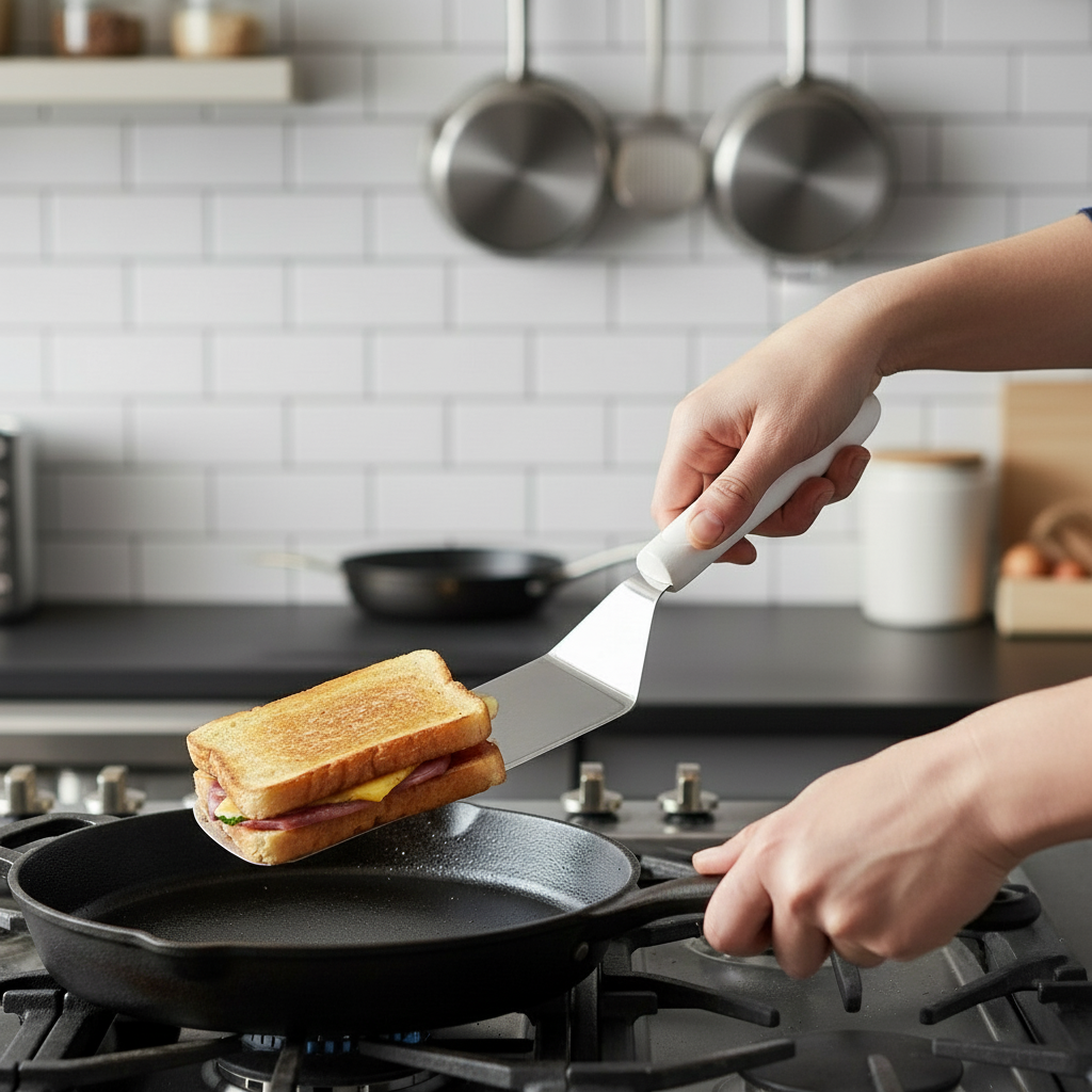 Winco Solid Turner White Handle 8.25"x 2.8" NSF TWP-90