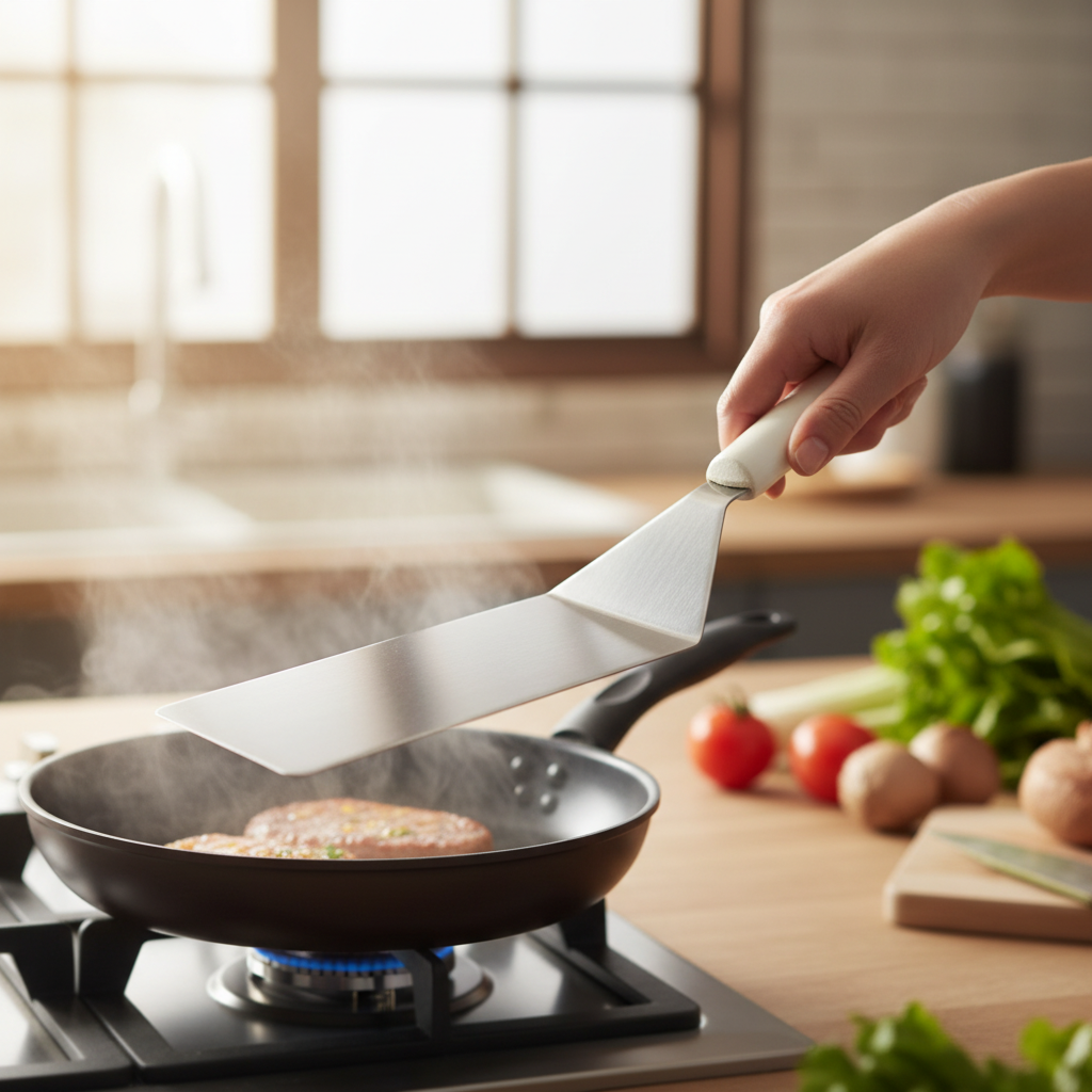 Winco Turner Stainless Steel with White Handle 8" x 4" Blade TWP-42