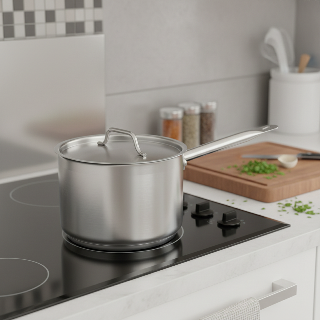 Winco Round Stainless Sauce Pan 4.5 Qt. SSSP-4