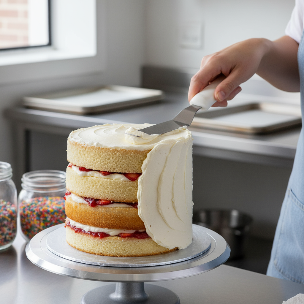 Winco Offset Bakery Spatula w/ White Handle 3.5" TWPO-4