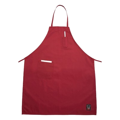 Winco Full-Length Red Bib Apron With (2) Pockets 33"L x 26" W BA-PRD