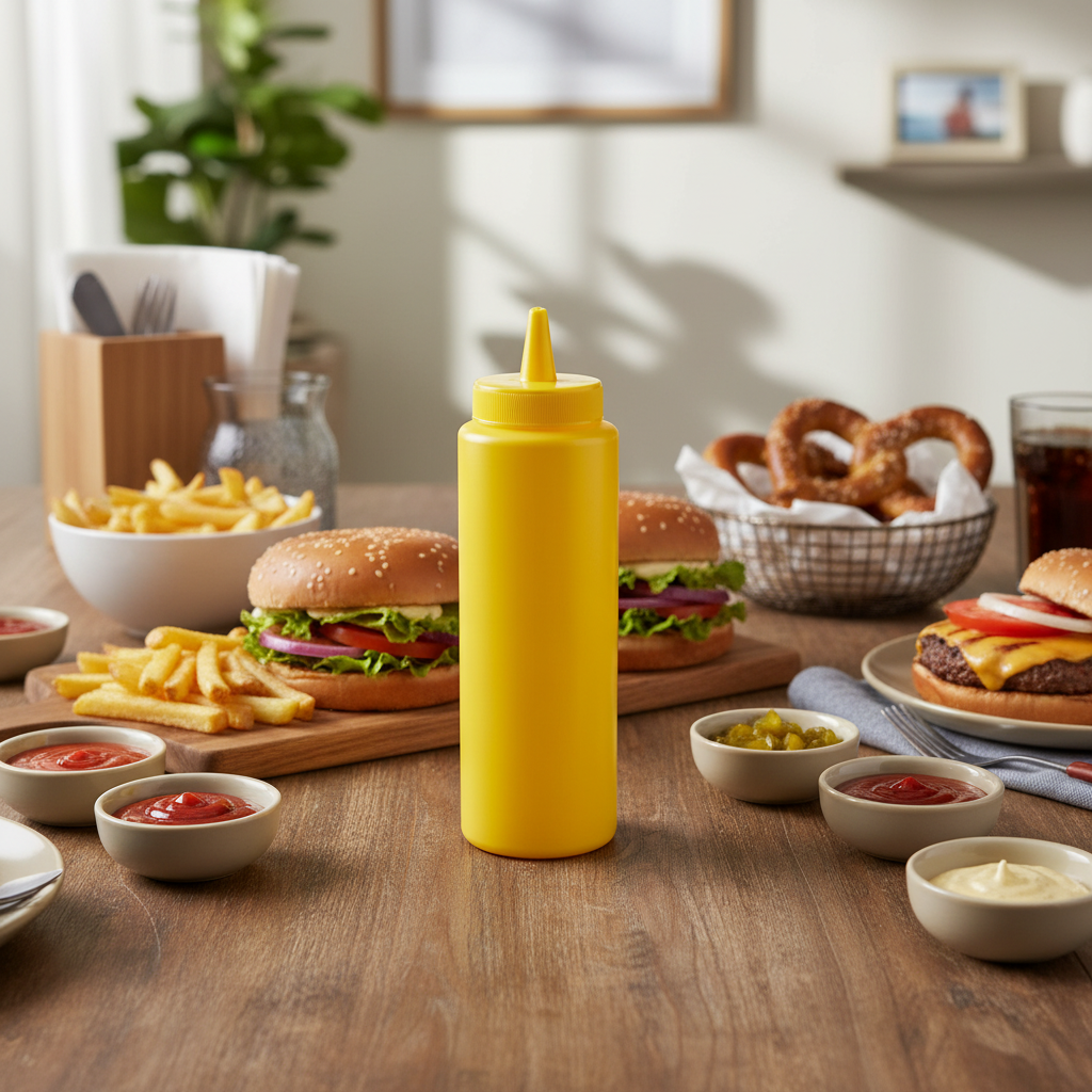 Squeeze Bottle Yellow BPA Free Plastic 8 oz. - 6/Pack