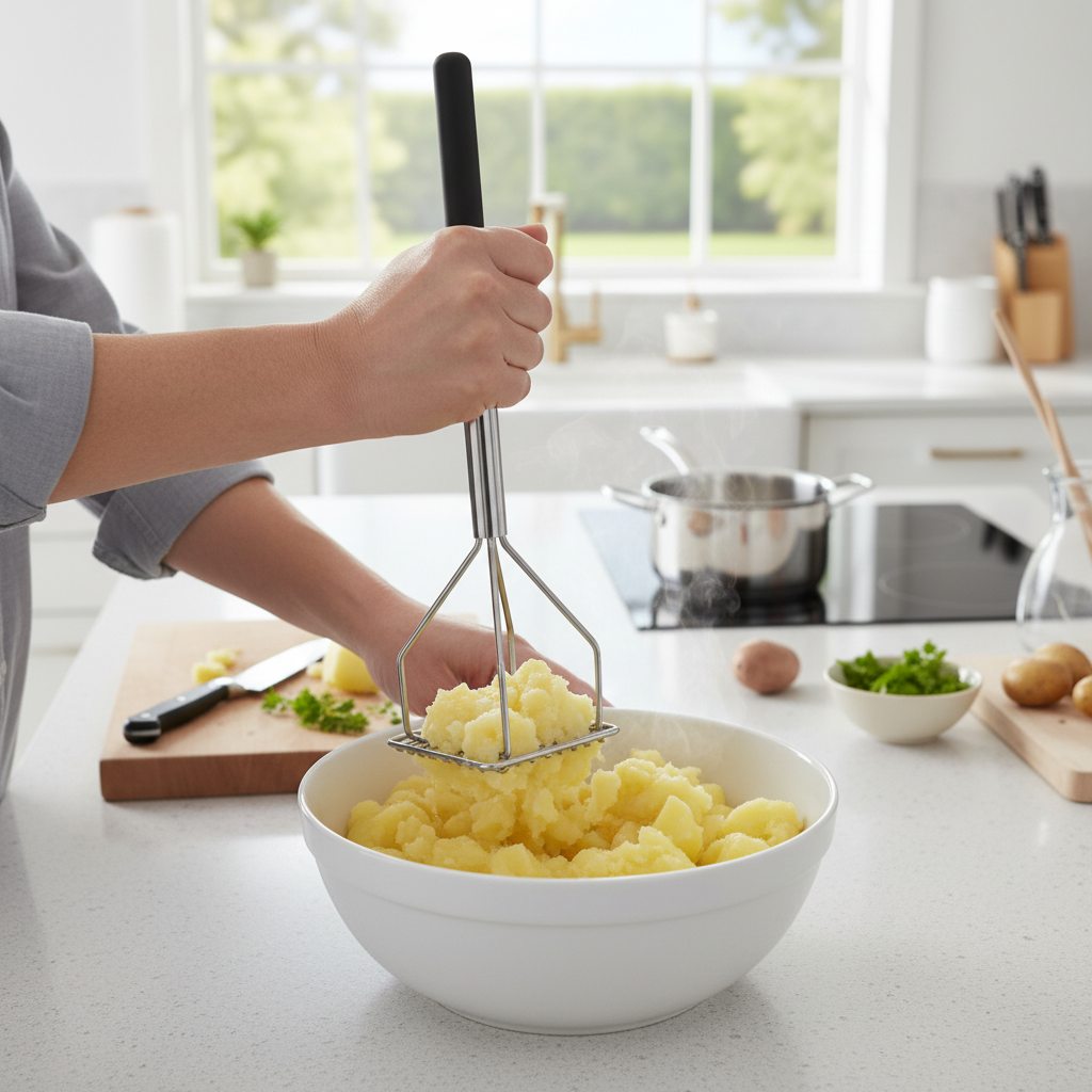 Winco Potato Masher Square Black Plastic Handle 24" PTMP-24S