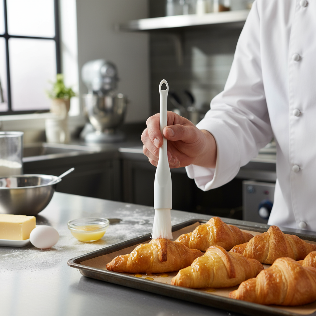 Winco Pastry Brush Round White Plastic Handle 1" Diameter NB-10R