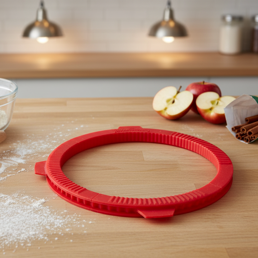 Harold Imports Pie Crust Shield 9" Red Silicone 43665