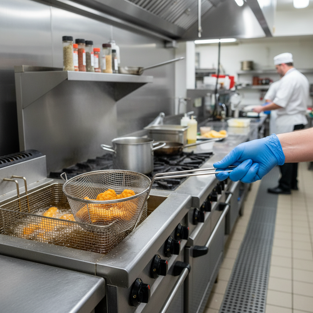 Winco Fry Basket Round Coarse Mesh 9.5" x 5.75" FBR-9