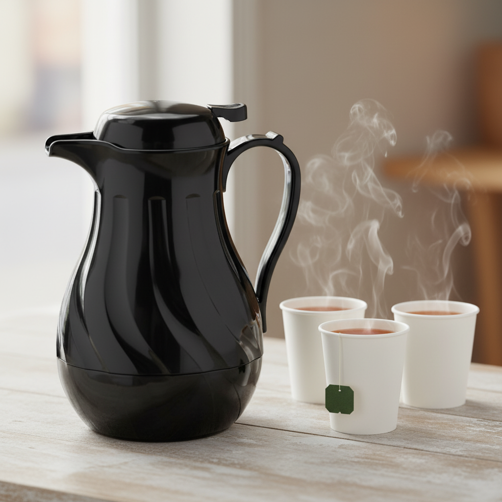 Winco Beverage Server with Push Button Black Plastic 20 oz. VSW-20K