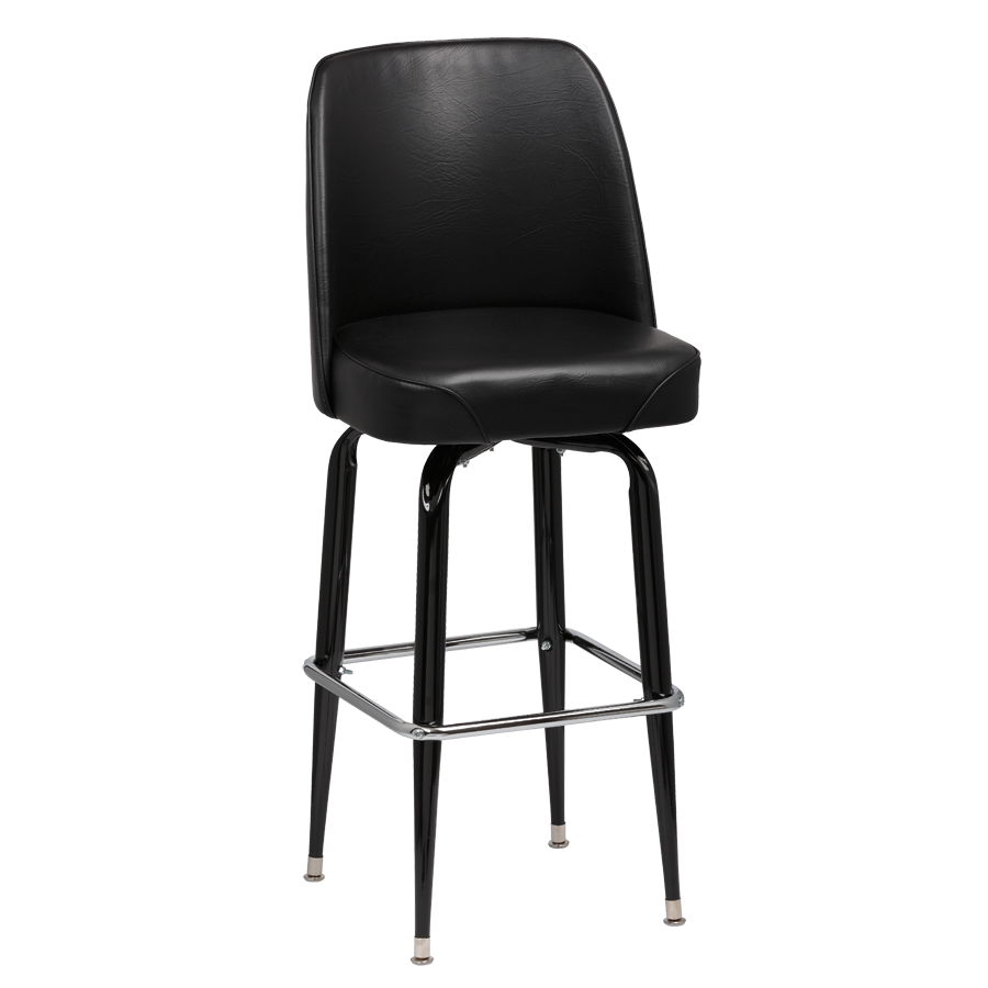 superior-equipment-supply - Royal Industries - Royal Industries High Back Foam Padded Seat Black Vinyl Bar Stool With Single Ring Base