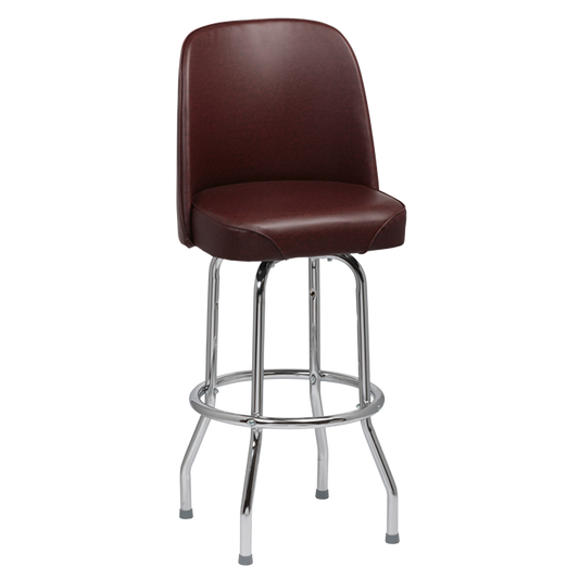 superior-equipment-supply - Royal Industries - Royal Industries High Back Chrome Frame Brown Vinyl Bar Stool With Single Ring Base