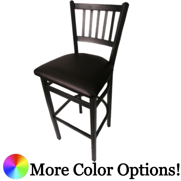 Oak Street Vertical Back Bar Stool 43"H x 16"W x 16.38"D Steel Frame Black Premium Powder Coat Wrinkle Finish With Footrest