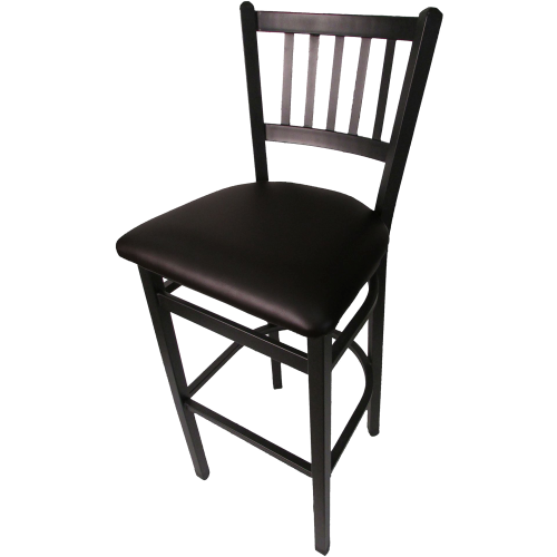 Oak Street Vertical Back Bar Stool 43"H x 16"W x 16.38"D Steel Frame Black Premium Powder Coat Wrinkle Finish With Footrest
