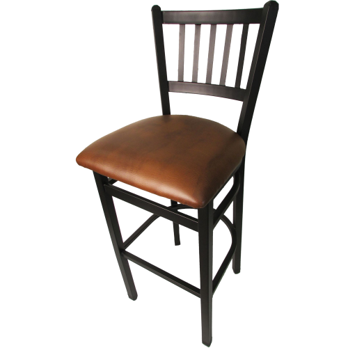 Oak Street Vertical Back Bar Stool 43"H x 16"W x 16.38"D Steel Frame Black Premium Powder Coat Wrinkle Finish With Footrest