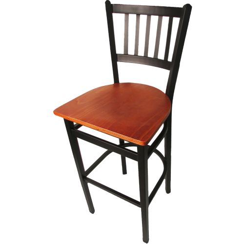 Oak Street Vertical Back Bar Stool 43"H x 16"W x 16.38"D Steel Frame Black Premium Powder Coat Wrinkle Finish With Footrest