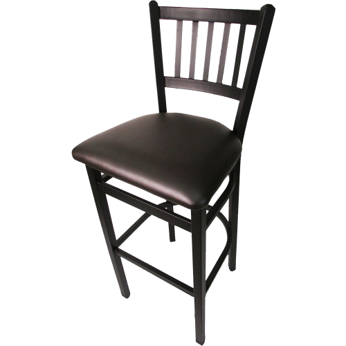 Oak Street Vertical Back Bar Stool 43"H x 16"W x 16.38"D Steel Frame Black Premium Powder Coat Wrinkle Finish With Footrest