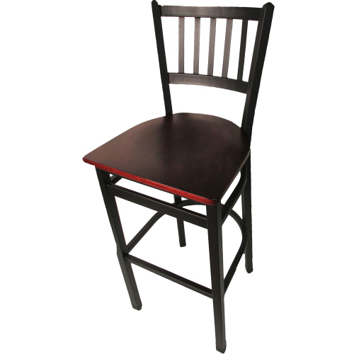 Oak Street Vertical Back Bar Stool 43"H x 16"W x 16.38"D Steel Frame Black Premium Powder Coat Wrinkle Finish With Footrest