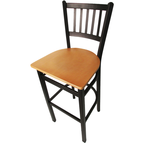 Oak Street Vertical Back Bar Stool 43"H x 16"W x 16.38"D Steel Frame Black Premium Powder Coat Wrinkle Finish With Footrest