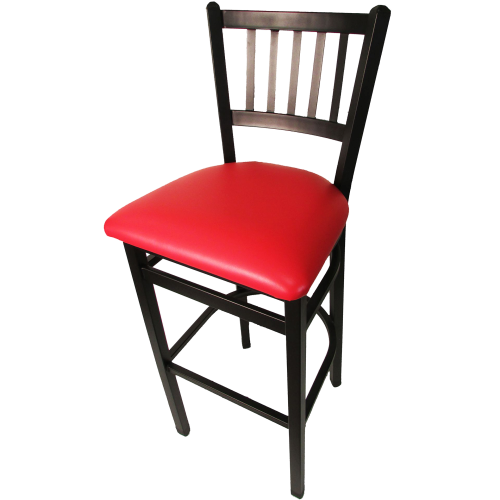 Oak Street Vertical Back Bar Stool 43"H x 16"W x 16.38"D Steel Frame Black Premium Powder Coat Wrinkle Finish With Footrest