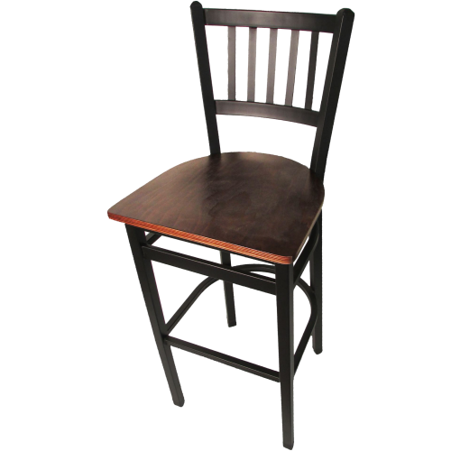 Oak Street Vertical Back Bar Stool 43"H x 16"W x 16.38"D Steel Frame Black Premium Powder Coat Wrinkle Finish With Footrest
