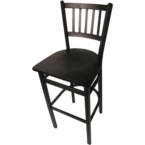 Oak Street Vertical Back Bar Stool 43"H x 16"W x 16.38"D Steel Frame Black Premium Powder Coat Wrinkle Finish With Footrest