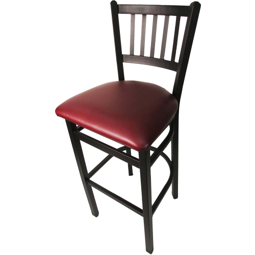 Oak Street Vertical Back Bar Stool 43"H x 16"W x 16.38"D Steel Frame Black Premium Powder Coat Wrinkle Finish With Footrest